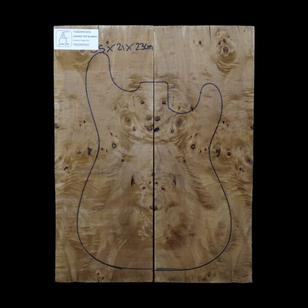 roasted poplar burl top blank for guitar making