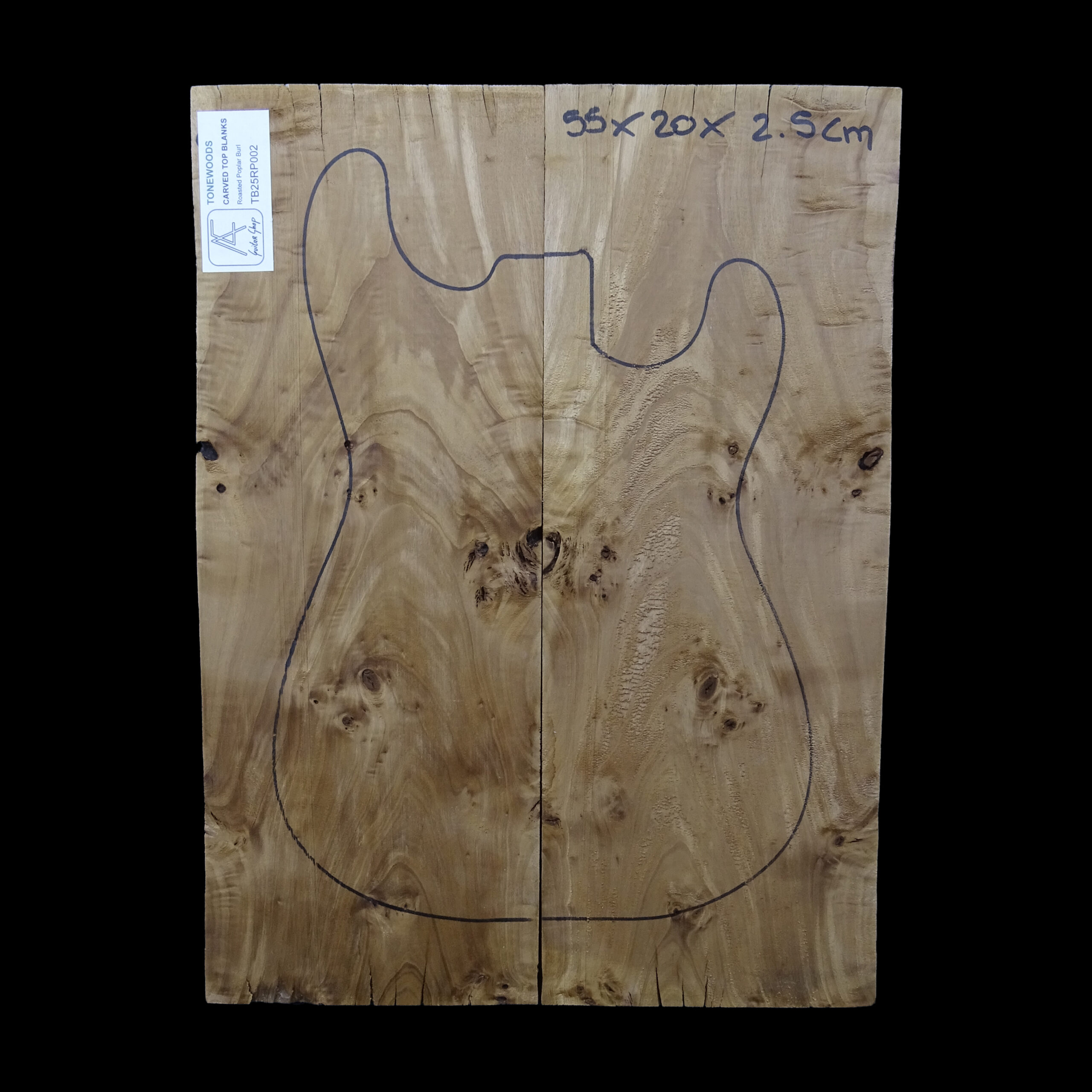 roasted poplar burl top blank for guitar making